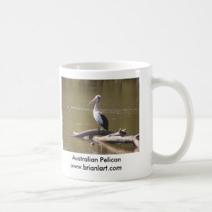 pelican on stump, coffee mug
