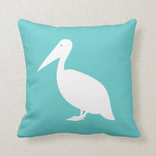 PELICAN ON teal blue pillow