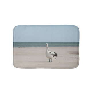 Pelican on the beach bath mat