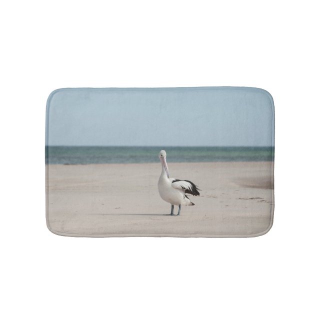 Pelican on the beach bath mat (Front)