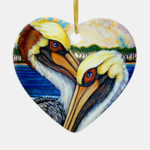 Pelican Pair Ceramic Tree Decoration