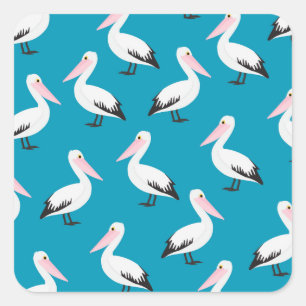 Pelican pattern square sticker