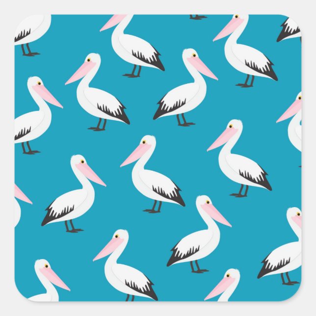 Pelican pattern square sticker (Front)