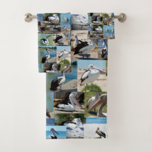 Pelican Photo Collage, Bath Towel Set