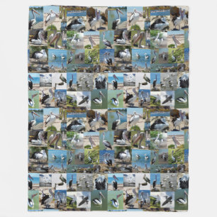 Pelican Photo Collage, Fleece Blanket