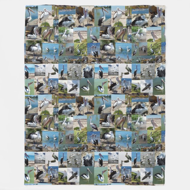 Pelican Photo Collage, Fleece Blanket (Front)