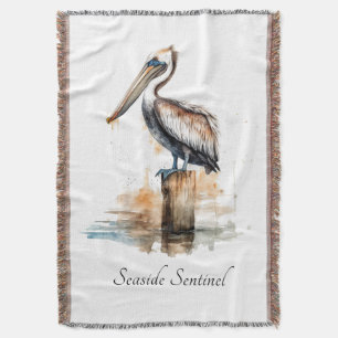 Pelican Seaside Coastal Comfort Decor Throw Blanket