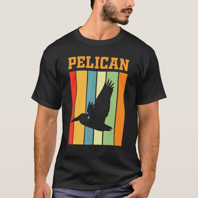Pelican Shadow Silhouette In Retro Colours T-Shirt (Front)