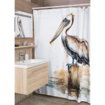 pelican standing on a pole in watercolor 