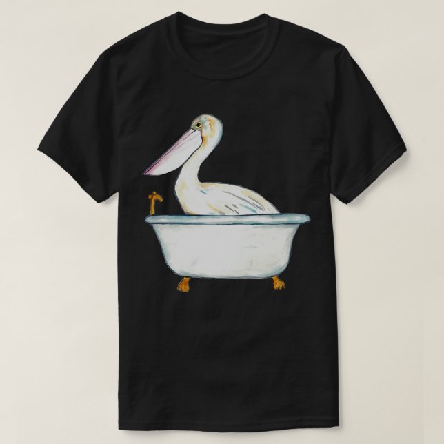 Pelican taking bath watercolo T-Shirt (Design Front)