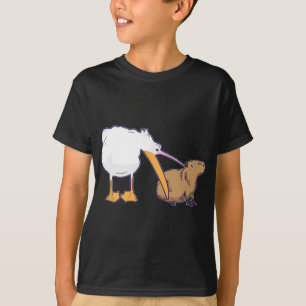 Pelican Tries to Eat Capybara Funny Cute Kawaii Me T-Shirt