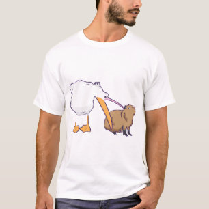 Pelican Tries to Eat Capybara Funny Cute Kawaii T-Shirt