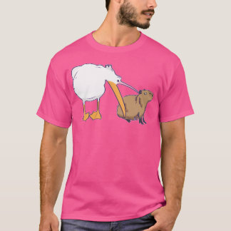 Pelican Tries To Eat Capybara Funny Cute Meme T-Shirt