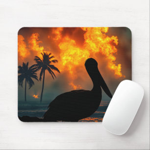 Pelican Watching a Wildfire Mouse Mat