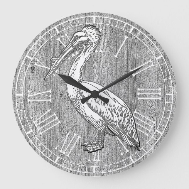 Pelican Weathered Wood Large Clock (Front)