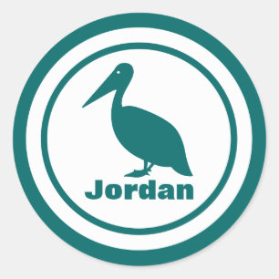 Pelican with Name Classic Round Sticker