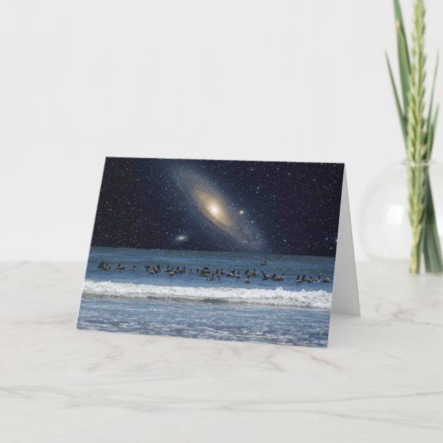 Pelicans and Andromeda Galaxy Card (Front)