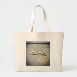 Pelicans and Seagull Dream Bigger Large Tote Bag