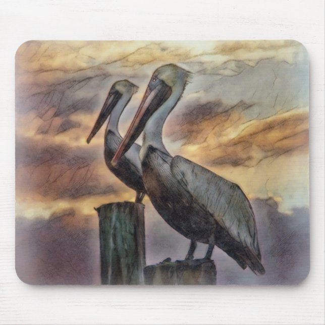 Pelicans At Sunset Mouse Mat (Front)