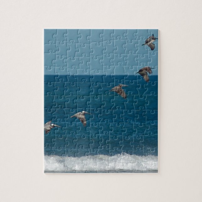 Pelicans flying in formation, Costa Rica Jigsaw Puzzle (Vertical)