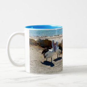 Pelicans In Love, Two-Tone Coffee Mug
