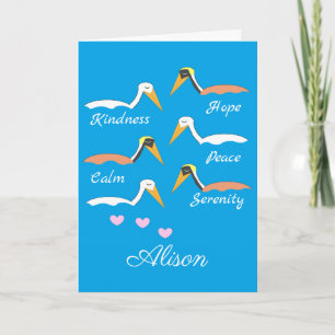 Pelicans in Meditation: Blue-green Blank Card