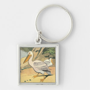 Pelicans on the Beach Illustrated Key Ring