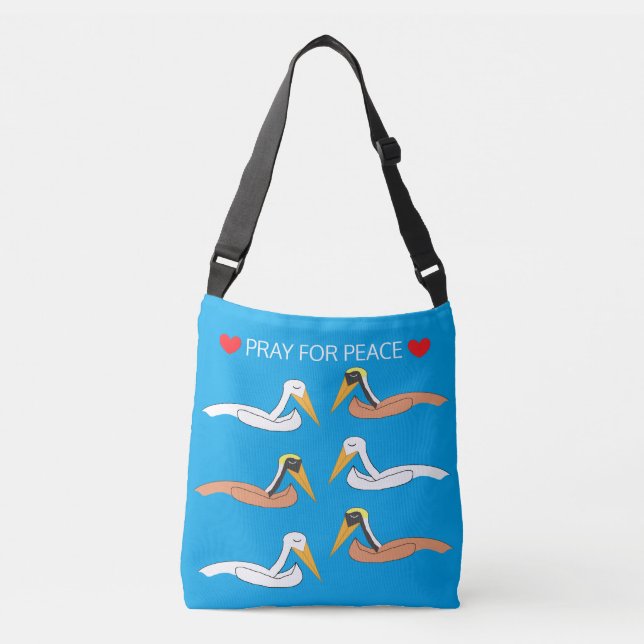 Pelicans Praying for Peace Crossbody Bag (Front)