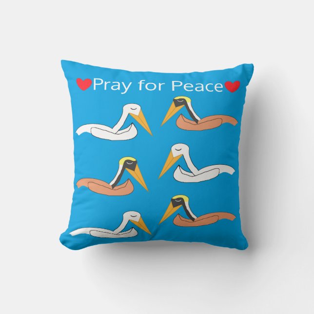 Pelicans Praying for Peace Cushion (Front)