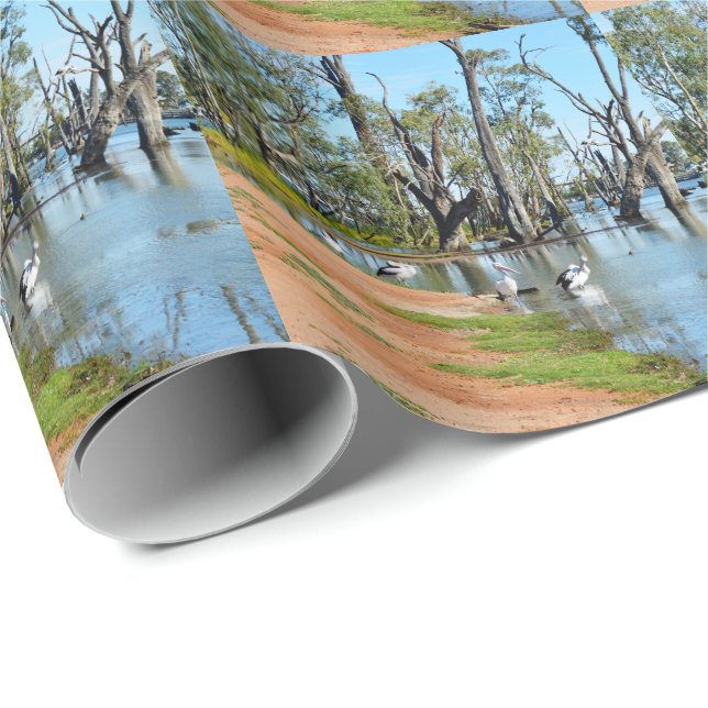 Pelicans Sunbaking River Murray, Gift Wrap Paper (Roll Corner)