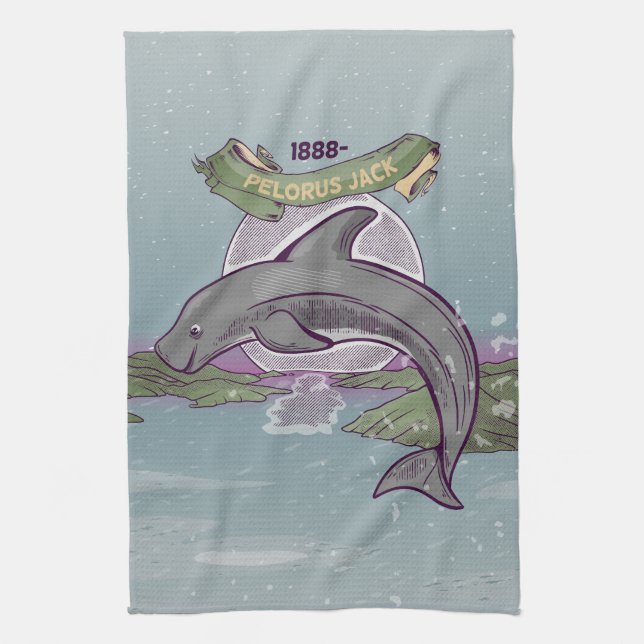 Pelorus Jack New Zealand Dolphin Tea Towel (Vertical)