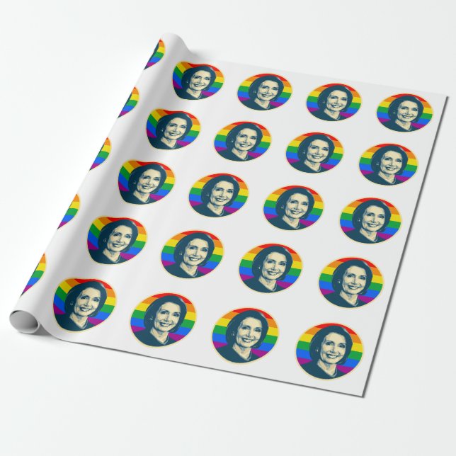 PELOSI LGBT BADGE WRAPPING PAPER (Unrolled)