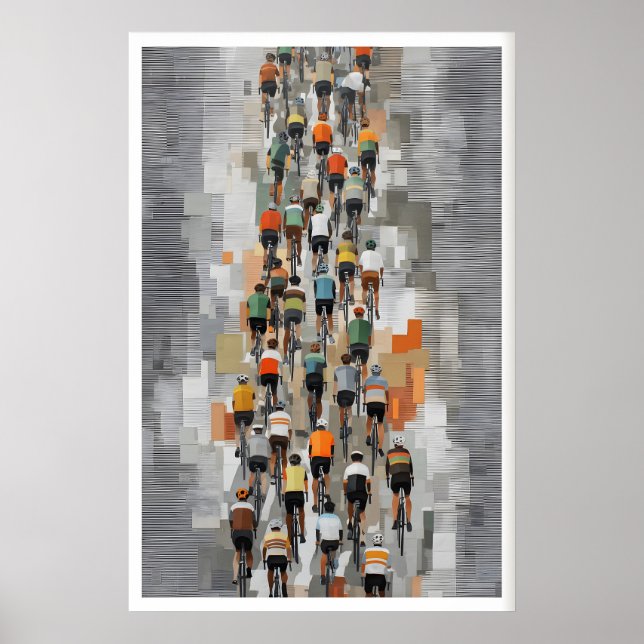 Peloton Bicycle Art Poster Muted Grey, Rhythmic (Front)