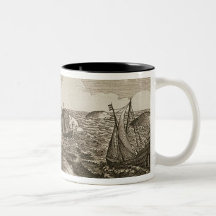 Pelsaert Sets Sail Way Between Islands, Two-Tone Coffee Mug