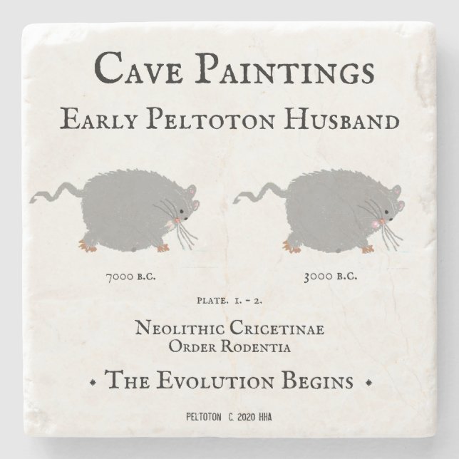 Peltoton Husband:  The Evolution Cave Painting Stone Coaster (Front)