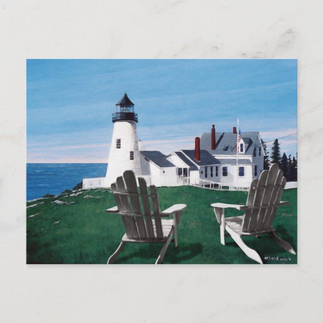 Pemaquid Lighthouse and Two Chairs Postcard (Front)
