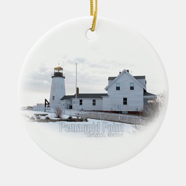 Pemaquid Lighthouse Ceramic Tree Decoration (Front)