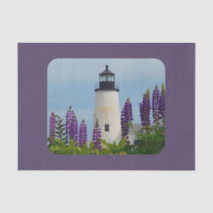 Pemaquid Lighthouse Lupine Floral Decoupage Tissue Paper