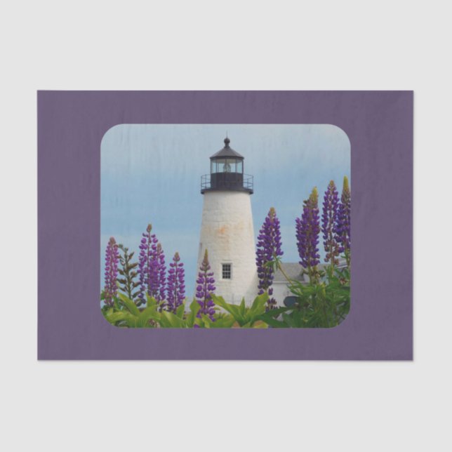 Pemaquid Lighthouse Lupine Floral Decoupage Tissue Paper (Front)