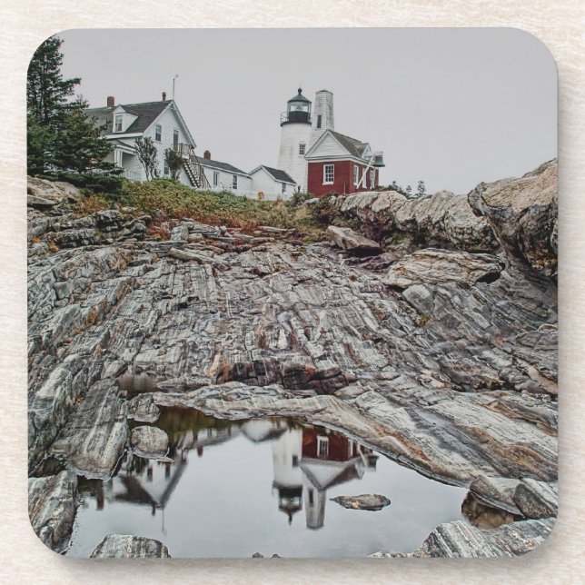 Pemaquid Point Lighthouse Cork Coaster (Front)