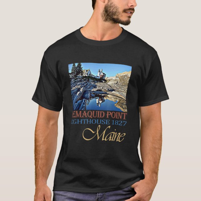 Pemaquid Point Lighthouse Maine 1827 Design T-Shirt (Front)