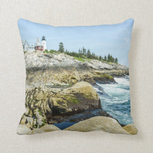 Pemaquid Point Lighthouse Maine Cotton Cushion