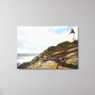 Pemaquid Point Lighthouse on a Rocky Hillside Canvas Print