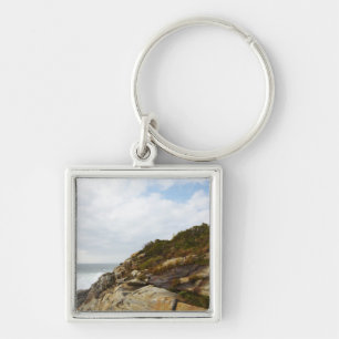 Pemaquid Point Lighthouse on a Rocky Hillside Key Ring