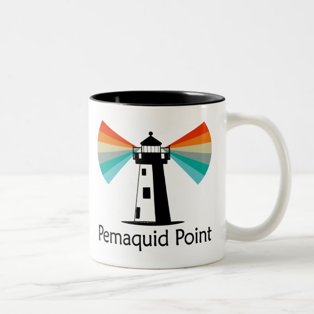 Pemaquid Point Lighthouse Rainbow Two-Tone Coffee Mug (Right)