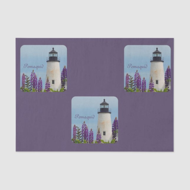 Pemaquid Point Plum Lighthouse Decoupage Tissue Paper (Front)