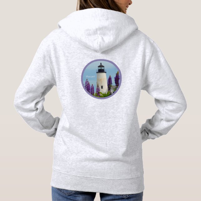 Pemaquid Point Surf WhiteCoastal Maine Lighthouse Hoodie (Back)