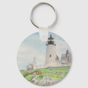 Pemaquid Point Watercolor Key Ring
