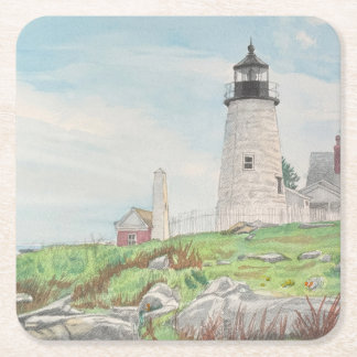 Pemaquid Point Watercolor Square Paper Coaster