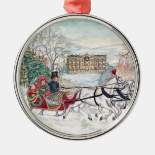 Pemberley Sleigh Ride - Jane Austen Metal Tree Decoration